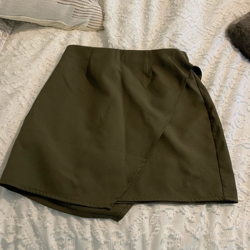 Tobi olive green wrap skirt